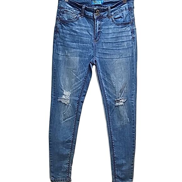 Butt I Love You Wax Jeans High Rise 5 Pocket Distressed Light Wash Jr. Size 11 - Picture 1 of 10